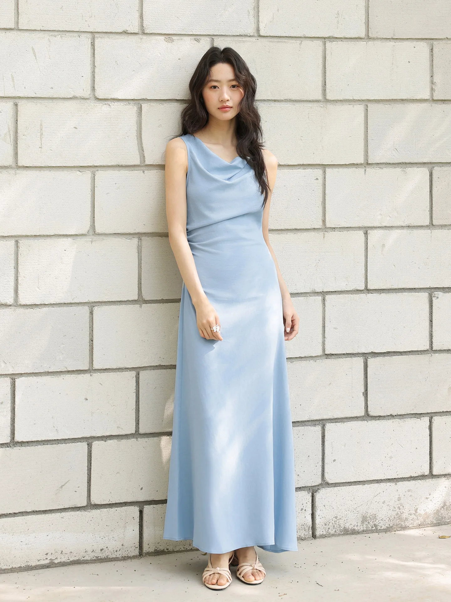 

Lynna Miss New Style Linen Dress Elegant Waist Cinched Cloud Ripple Collar French Style A-Line Skirt Breathable Summer...