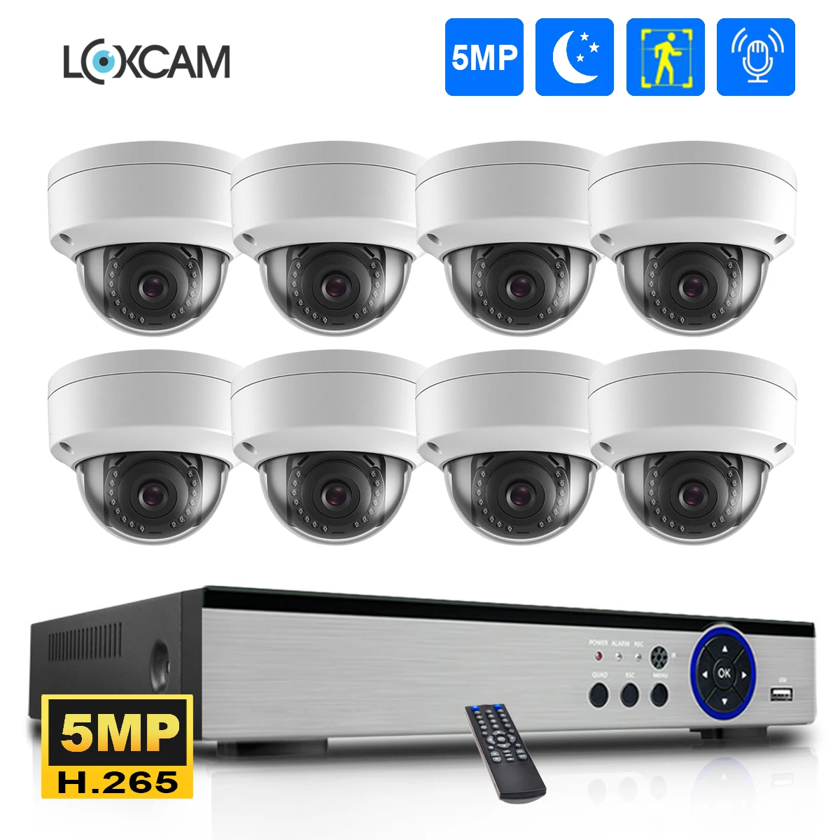 

H.265 5MP POE NVR Kit 8CH Security Camera System 5MP AI Human IP Camera Indoor Outdoor Vandal proof Video Surveillance Set Xmeye