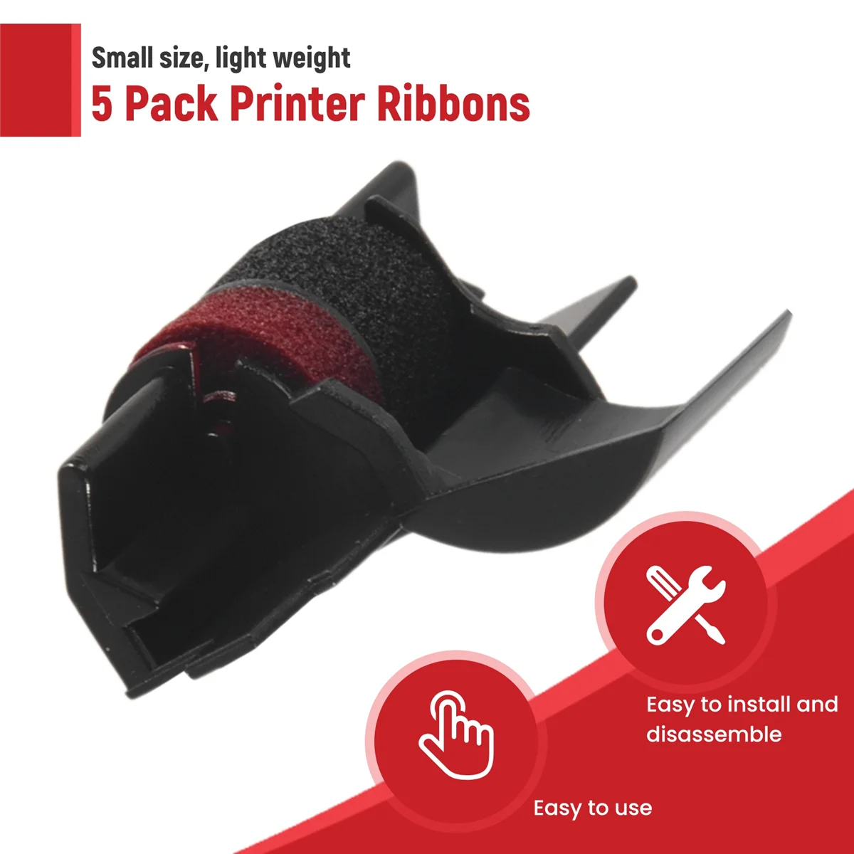 【Last-Chance!】IR-40T (5 عبوات) أسطوانة حبر أشرطة طابعة الآلة الحاسبة المتوافقة - أسود وأحمر #2