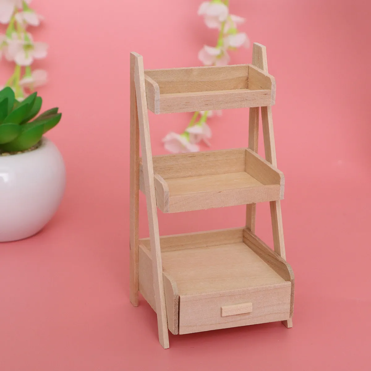 

Wooden Mini Pergola for Dollhouse 1:12 Scale Lightweight Decorative Flower Shelf DIY Garden Accessory Miniature Home Decoration