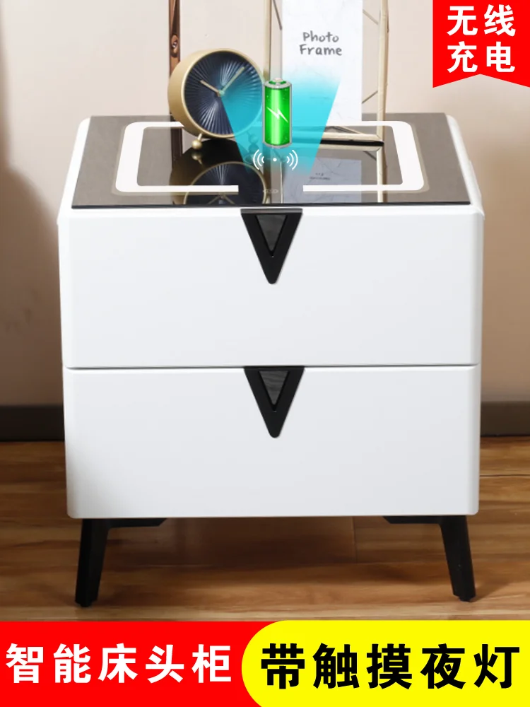 Smart bedside cabinet with rechargeable multifunctional lights, and luxurious design, a pair of bedside cabinets