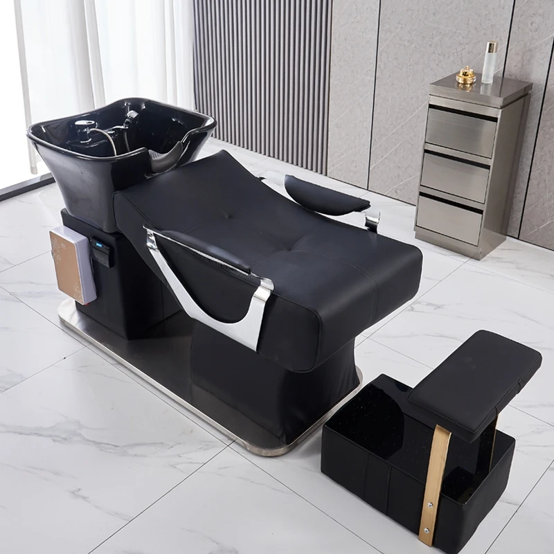 Modern High End Head Spa Barber Shop Dedicated Shampoo Bed Sitting Type Flushing Bed Ceramic Hot Spring Bed Commercial Furniture