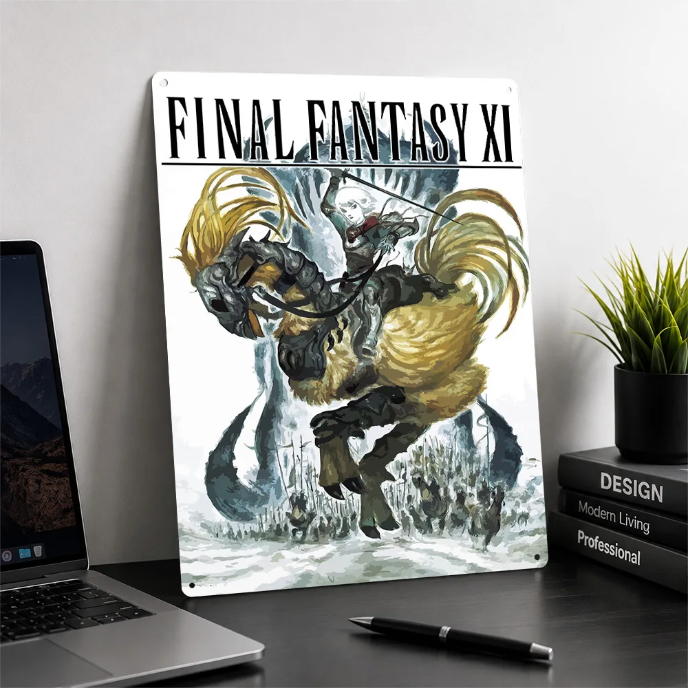 Final Fantasy XI Artwork Poster Retro 3D Printed Metal Signs Customized Wall Hanging Gift for Home Decor Accessories Tin Sign