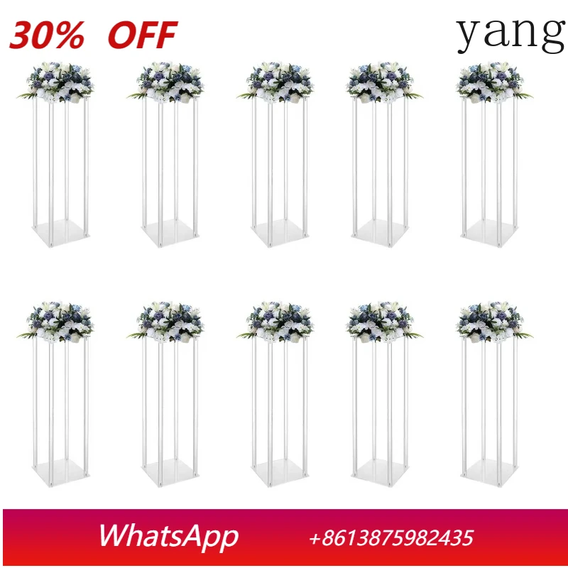 

Acrylic Vase Wedding Flower Stands Set, 23.6"H Clear Column Rack Geometric Display Stand for Home Party Wedding Decor