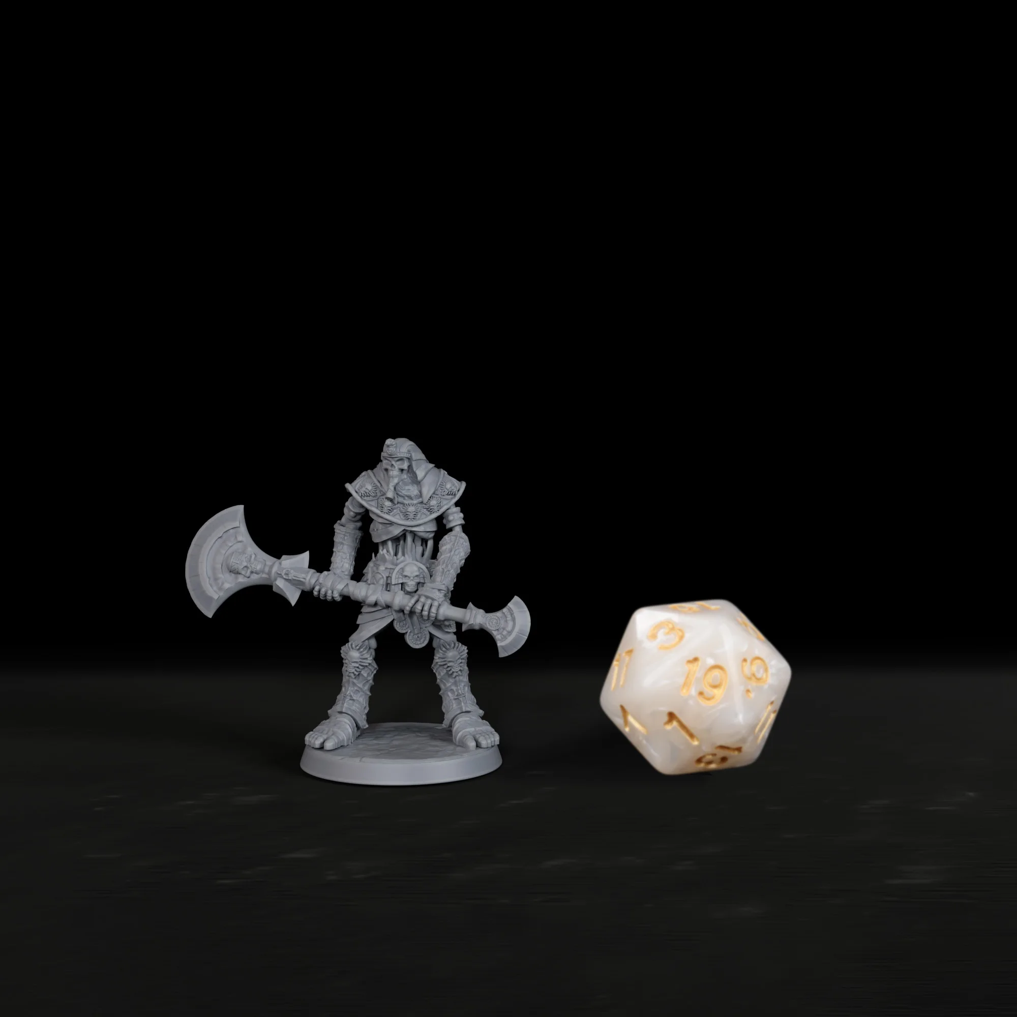 RPG Giant Skeleton Miniature, Unpainted Tabletop Roleplay Game Colossal Skeletal Warrior Figure, Ideal for Dark Fantasy Terrain