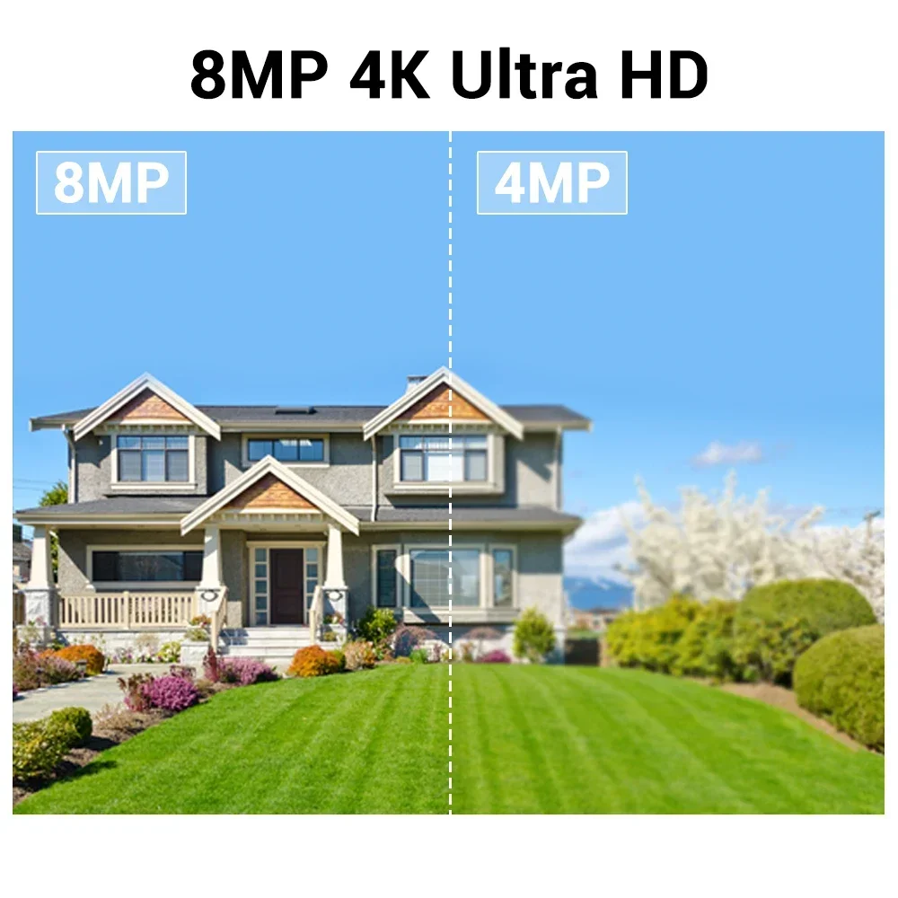 كاميرا 4K POE IPC لنظام NVR، كاميرا CCTV للأمن الخارجي بدقة 8 ميجابكسل مع رؤية ليلية ملونة، كشف المركبات البشرية، IP66