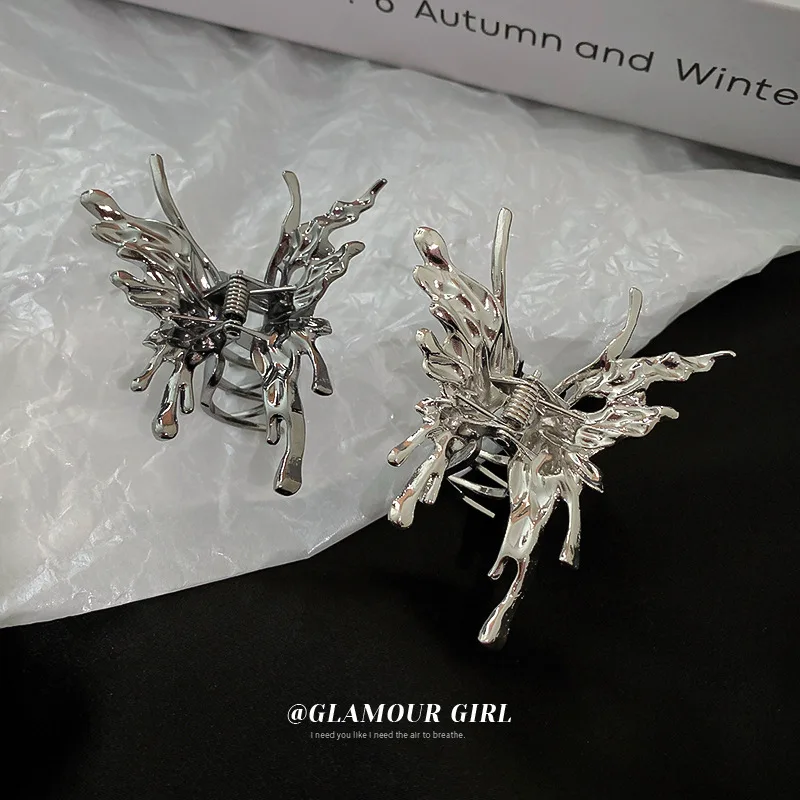 European and American Exaggerated Personality Pleated Butterfly Hair Clip Clip Metal Back Head Design Hair Accessories