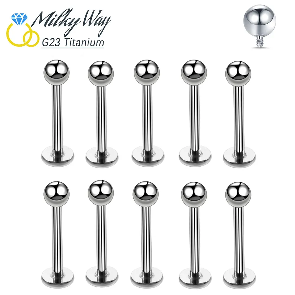 10PCS G23 Titanium Nose Body Piercing Labret Lip Studs Earrings Eyebrow Tongue Rings Septum And Nipple Stud Wholesale Jewelry