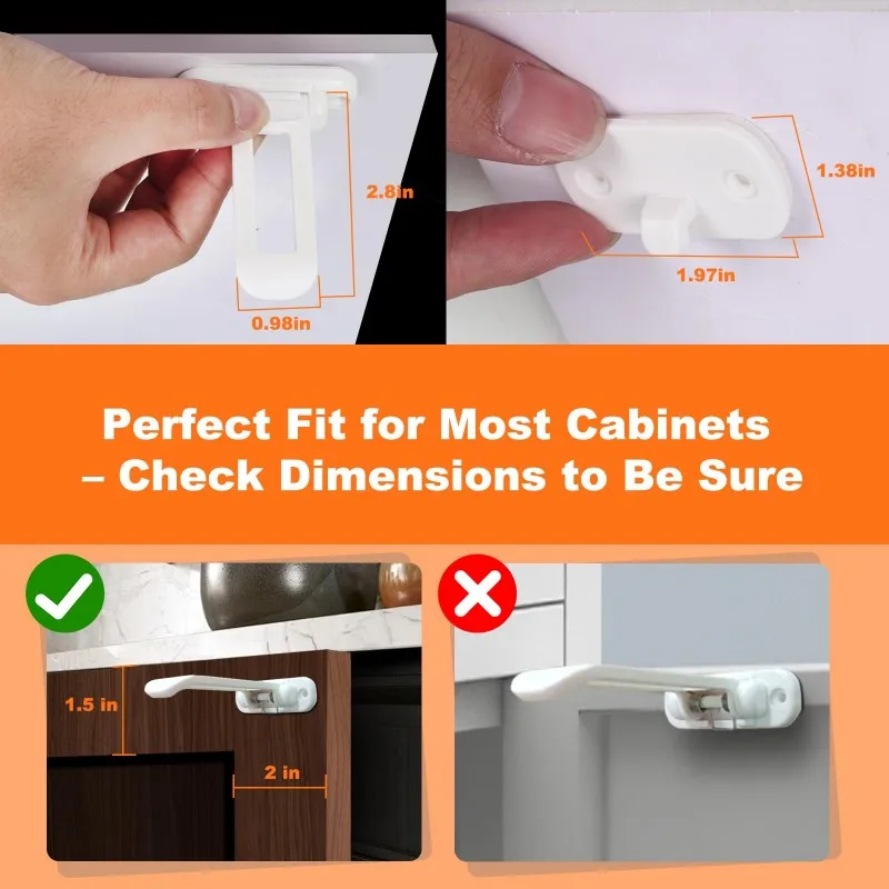 

BEDW-White No-Drill Child Safety Locks 20-Pack-Invisible Drawer Locks For Baby Proofing