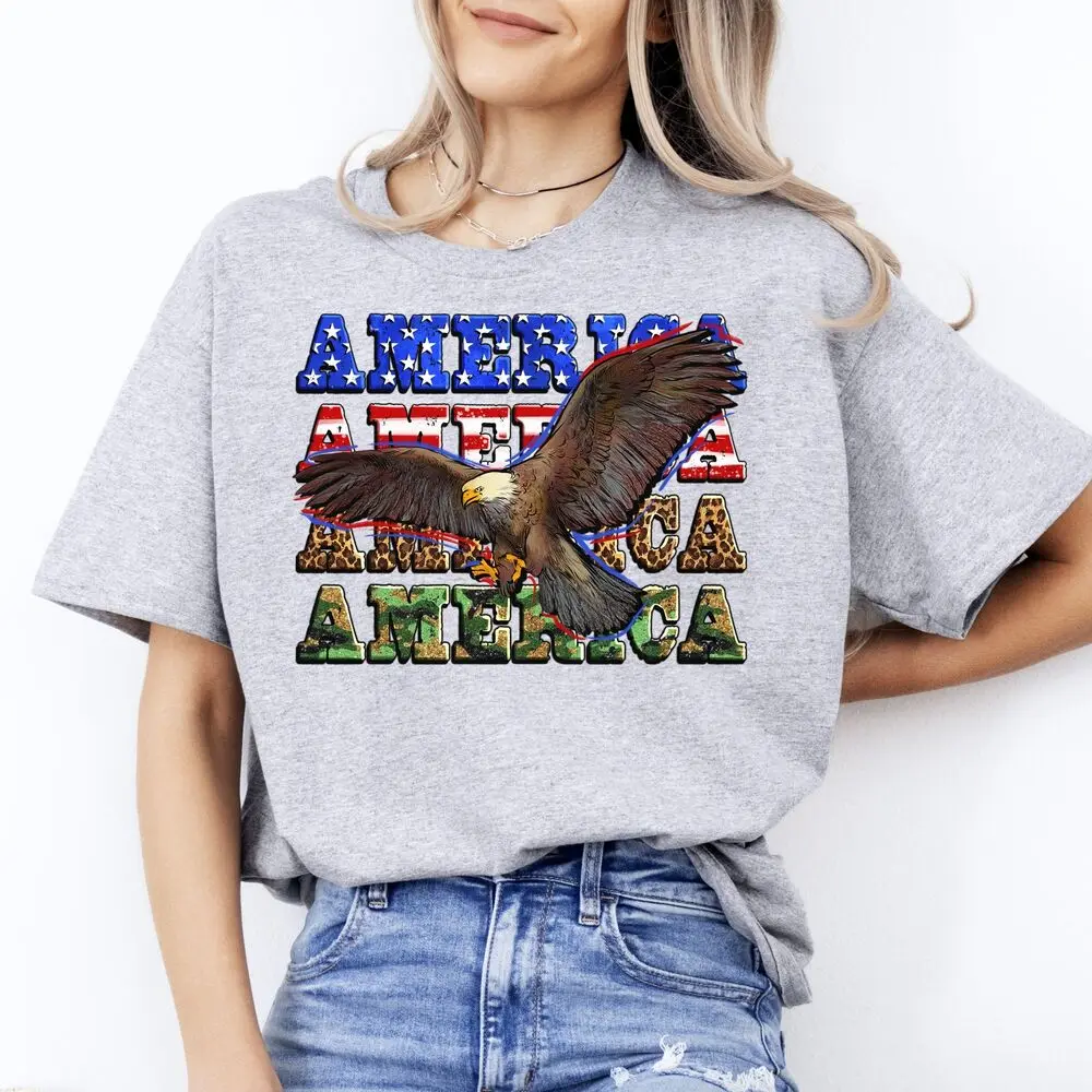 America  T-Shirt USA patriotic Unisex tee White Sand Grey High Quality 100%Cotton Short Sleeve