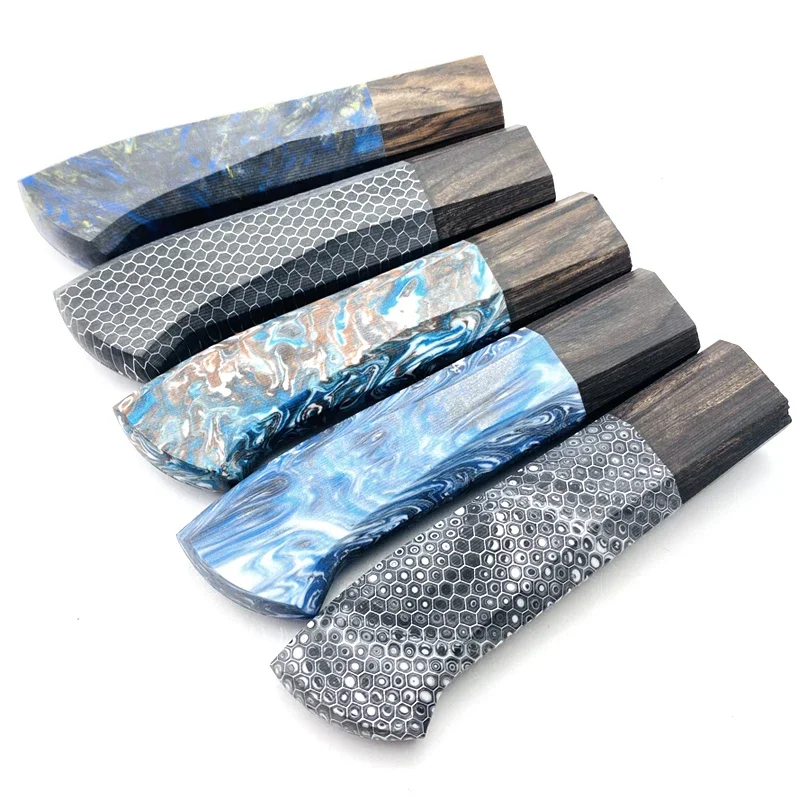 Wa مقبض خشب الأبنوس مقبض الحرف المثمنة دليل DIY بها بنفسك شبه النهائي دمشق مقبض سكين اكسسوارات تجديد المطبخ #3