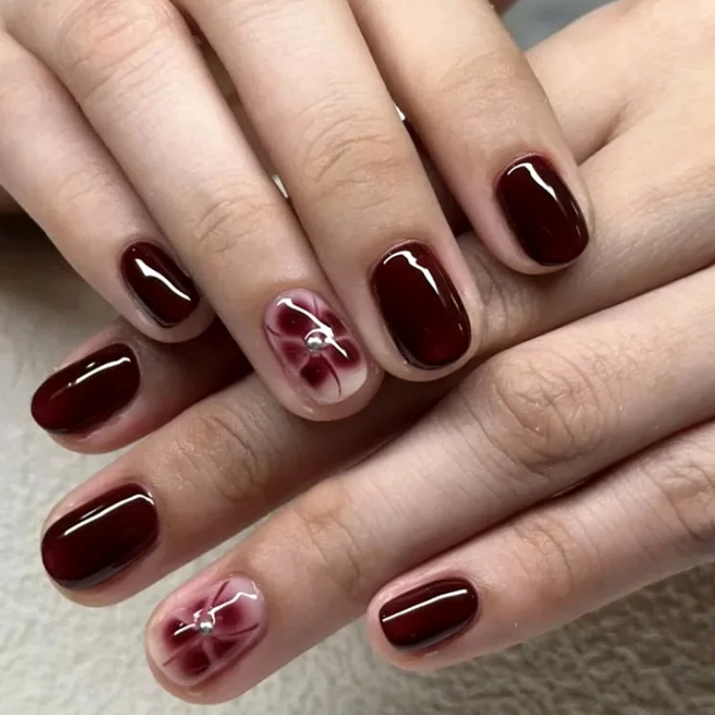 Bloem Korte Nepnagels Art Lange Puntige Kunstnagels Steentjes Franse Luipaardprint Charme Amandel Druk op Nagels Manicure Tool