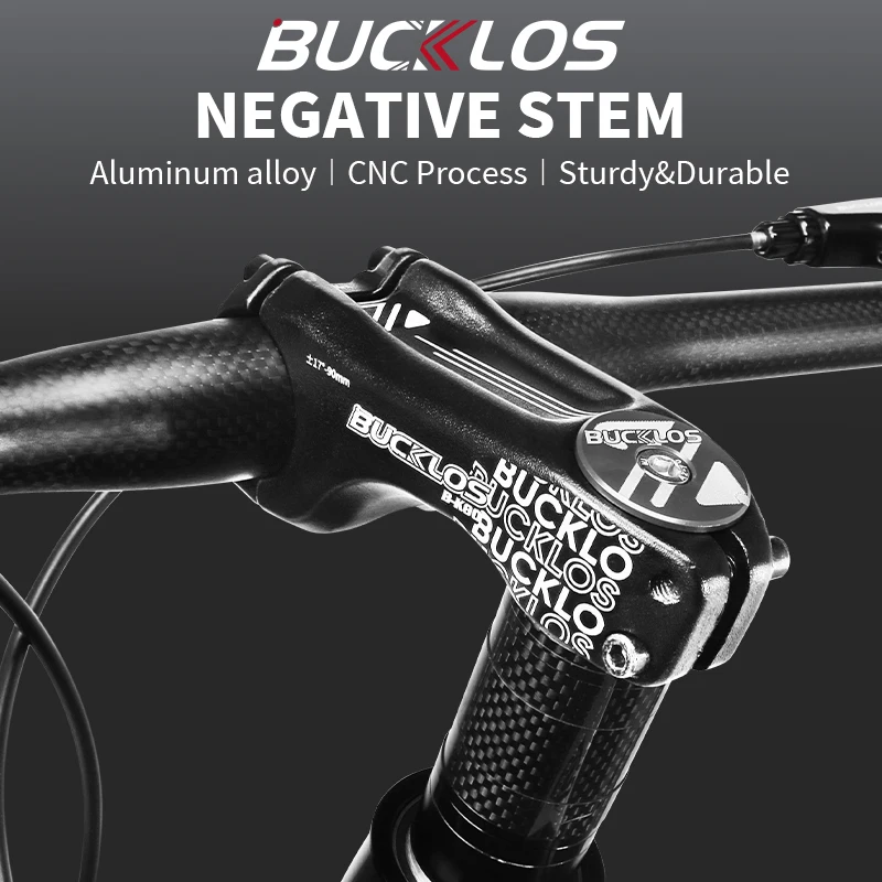 BUCKLOS -17 Degree Bike Stem Aluminum Alloy MTB DH Bicycle Handlebar Table Negative Mountain Bike AM XC Handles Stem Power Part