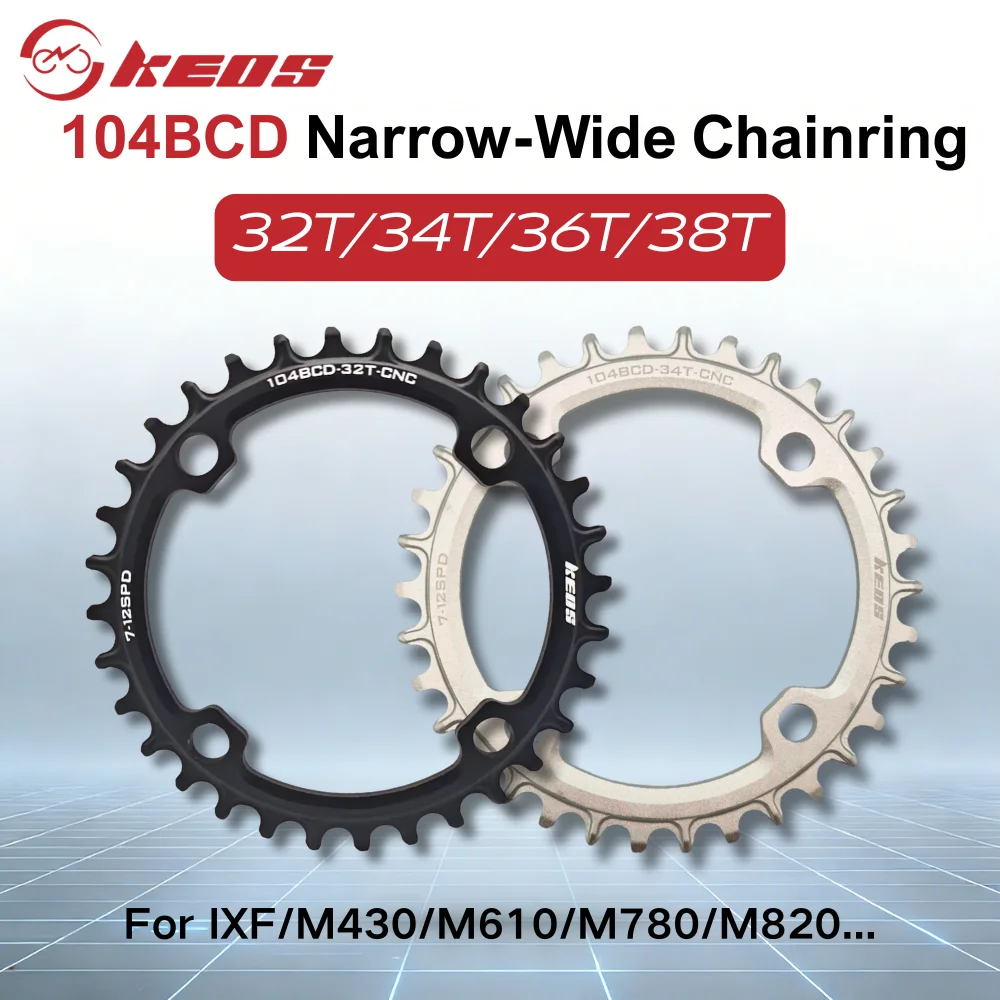 Кассета KEOS 104BCD для MTB/шоссейных велосипедов, одинарная, узкая, 32T/34T/36T/38T, совместимая с шатунами SH M370/M410/M610/IXF и 7-12 скоростями