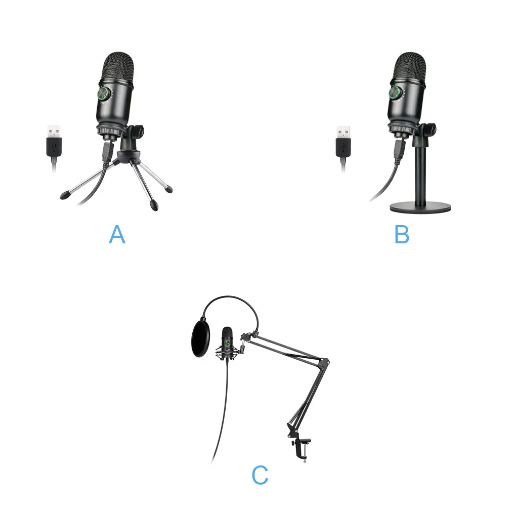 

Wired Condenser Microphone Mic Adjustable Recording Device Disc Bracket Set