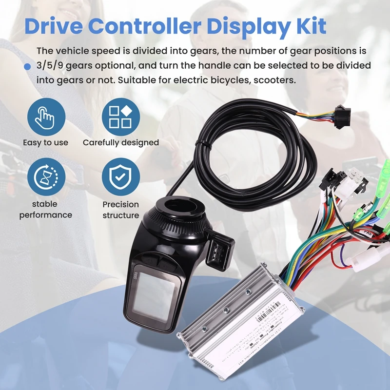 

Suitable Electric Bicycles Scooters Brushless Motor Controller & S886 LCD Display With Thumb Throttle Kit