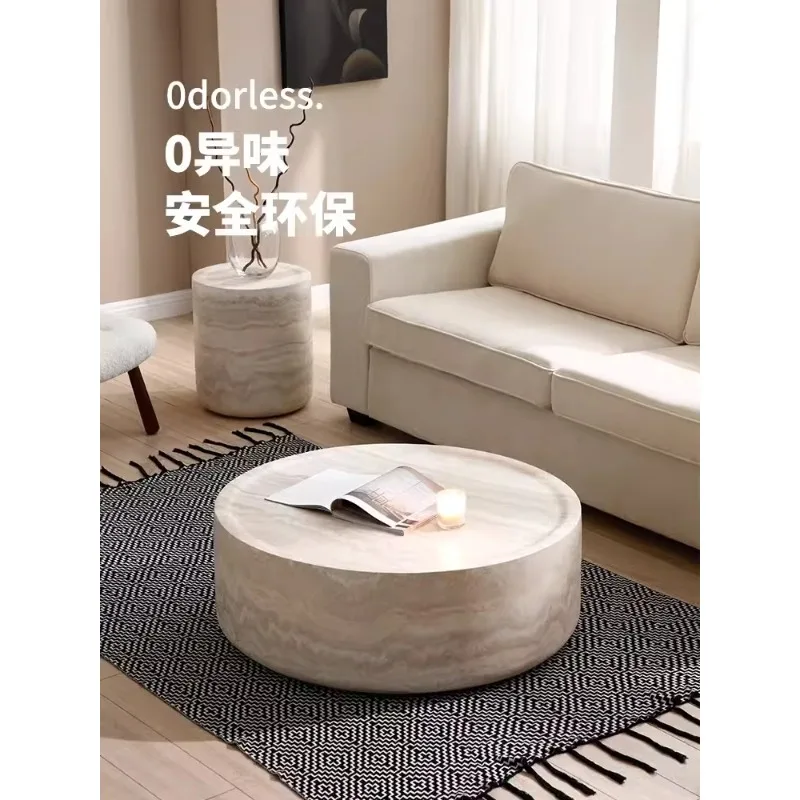 Wabi Sand Wind Travertine Coffee Table Living Room Light Luxury Modern Tea Table Household Creative Art Designer Side Corner Com