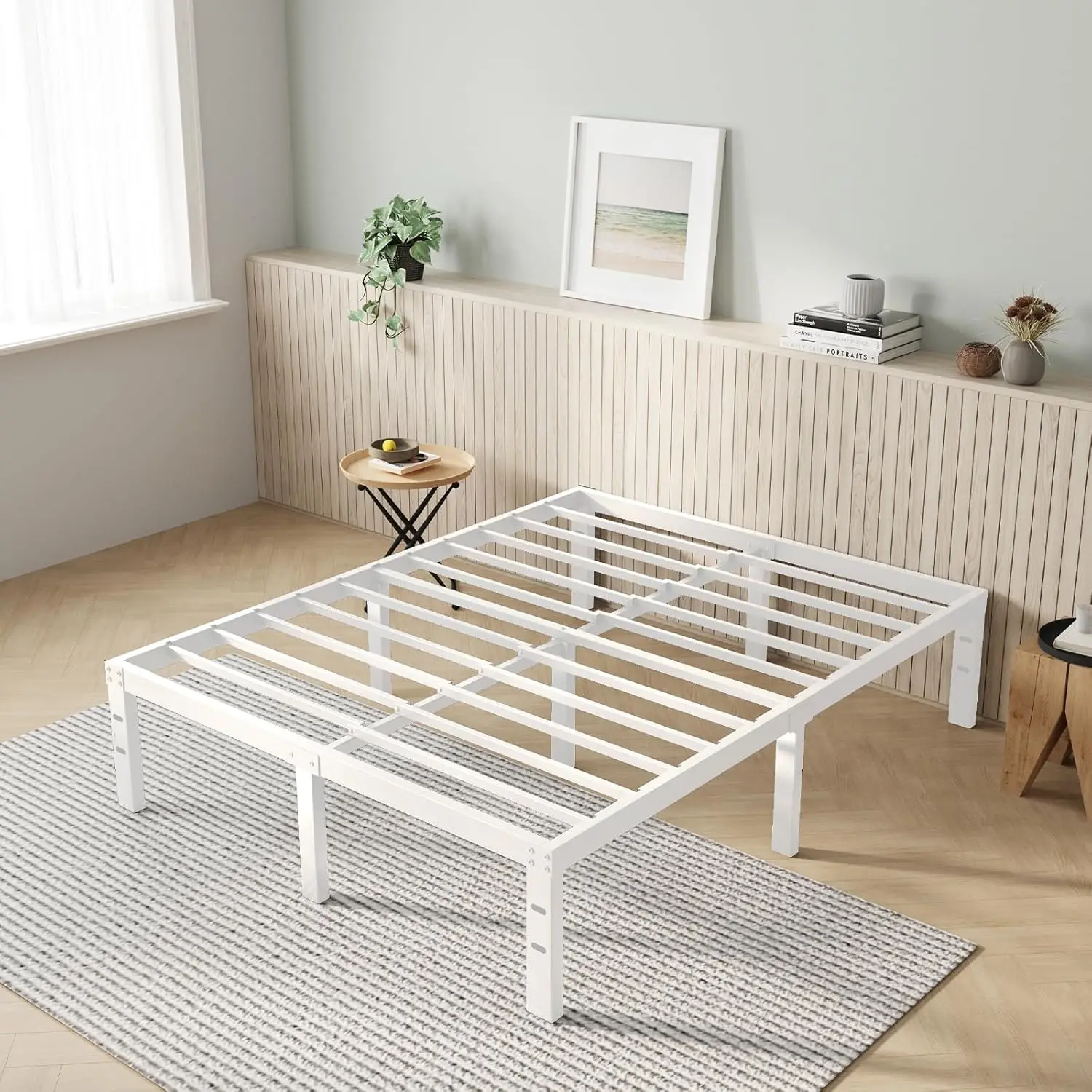 

King Size Bed Frame, 12 H Metal Platform Bed Frame King Size With Storage Space Under Bed, Heavy Duty Steel Slat Support, Easy