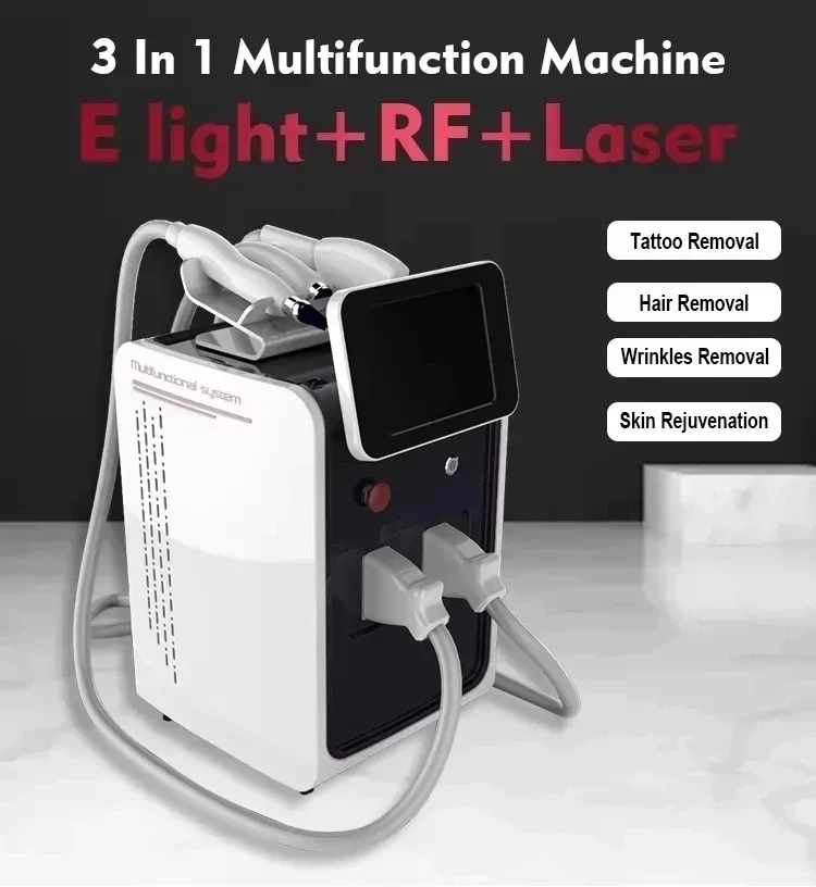 

2024 New Trend 3 In 1 Portable Multifunction Beauty Machine Laser Hair Tatoo Removal Machine IPL+RF+Nd Yag Laser Machine