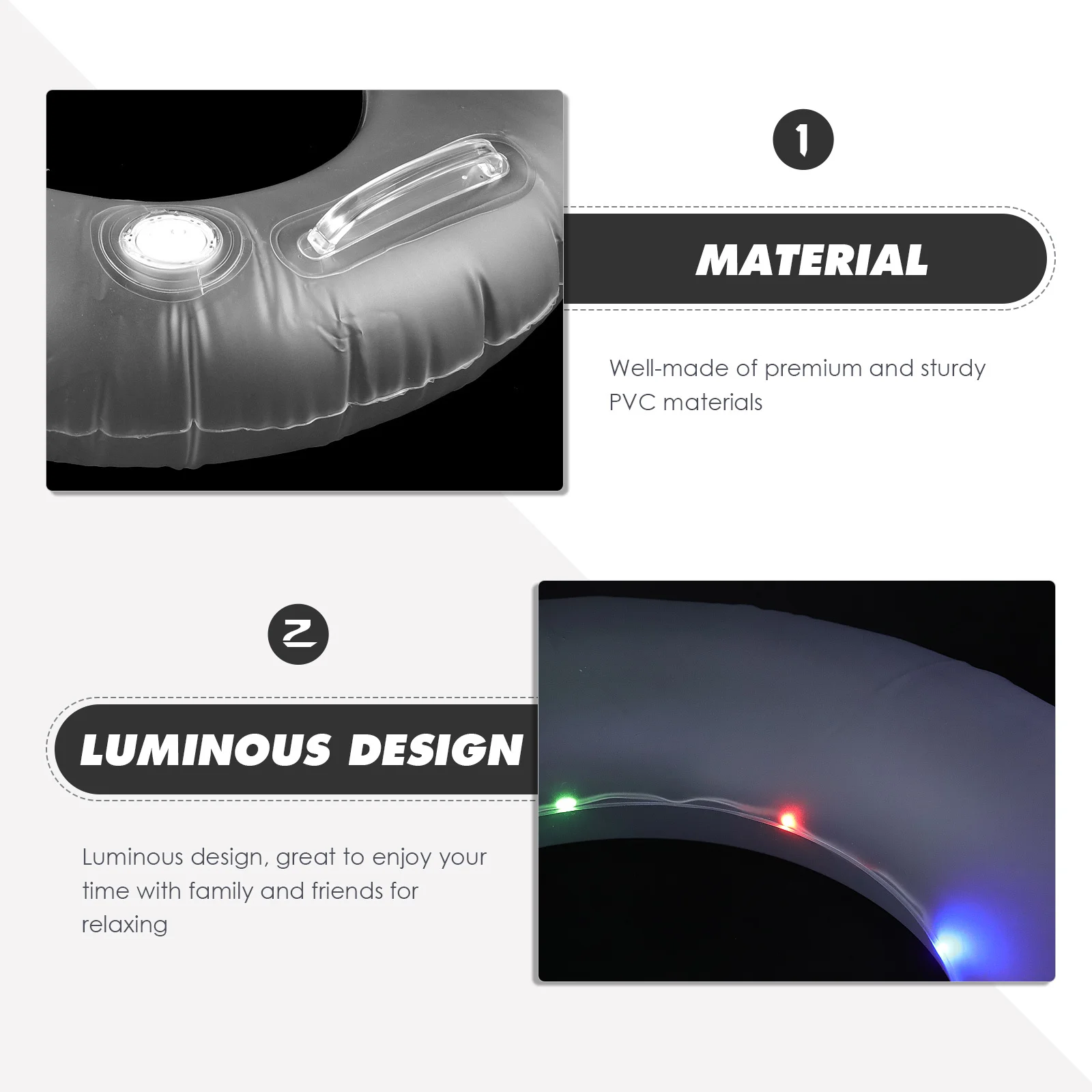 

Luminous Swimming Ring Premium Pvc Inflatable Led Pool Float For Adults Kids Summer Beach Party Outdoor Water Fun