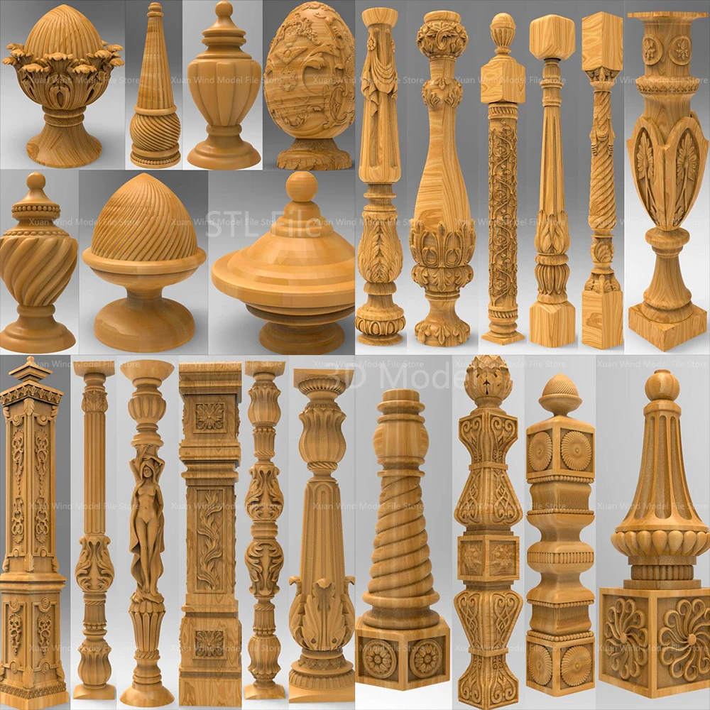 New 25pcs 3D STL Model Balusters and Columns for CNC Router Engraver Carving  Aspire Artcam