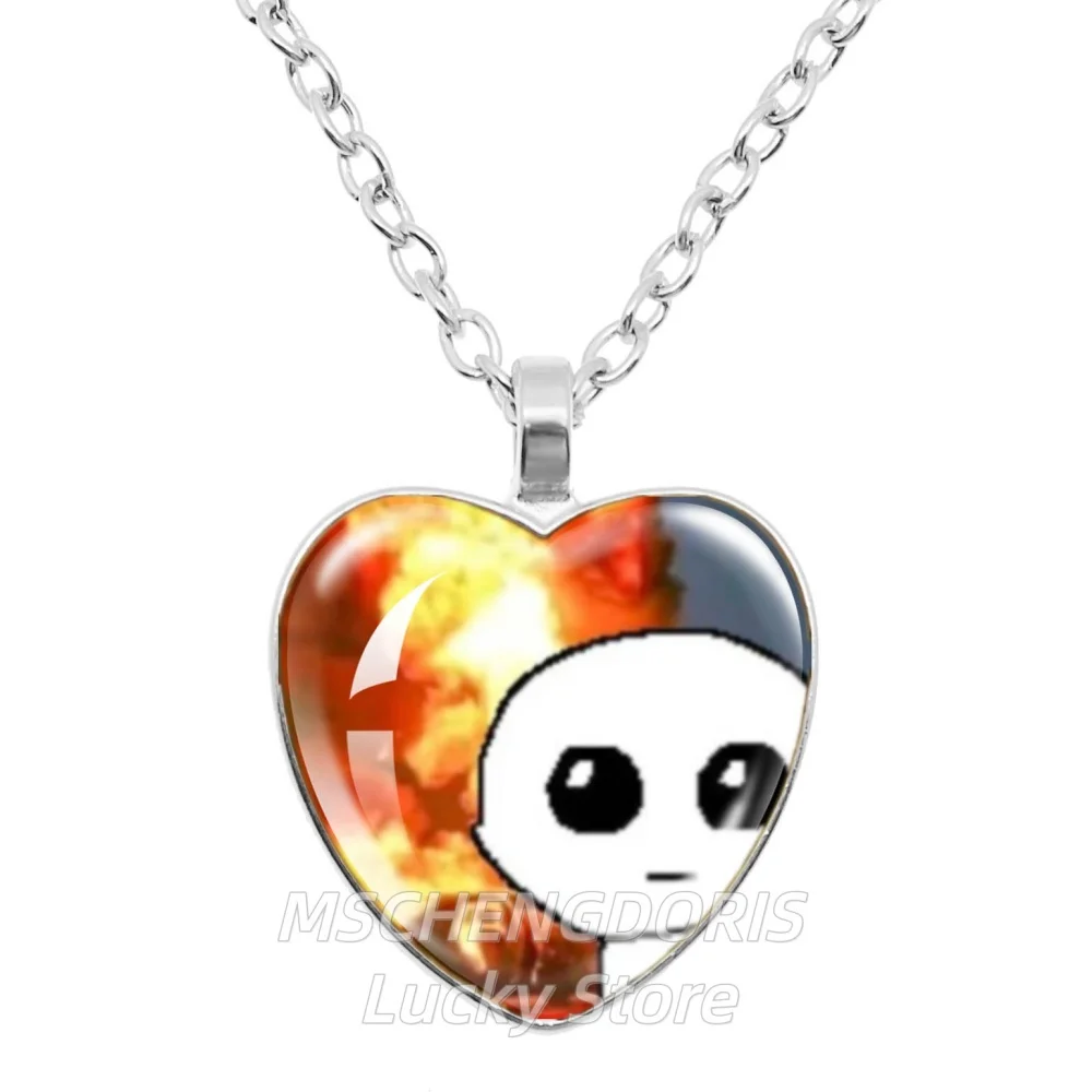 TBH Yippee Autism Creature Funny Meme Yippee Glass Heart-Shape Pendant Chain Necklace Charm Jewelry Fans Souvenir Gift