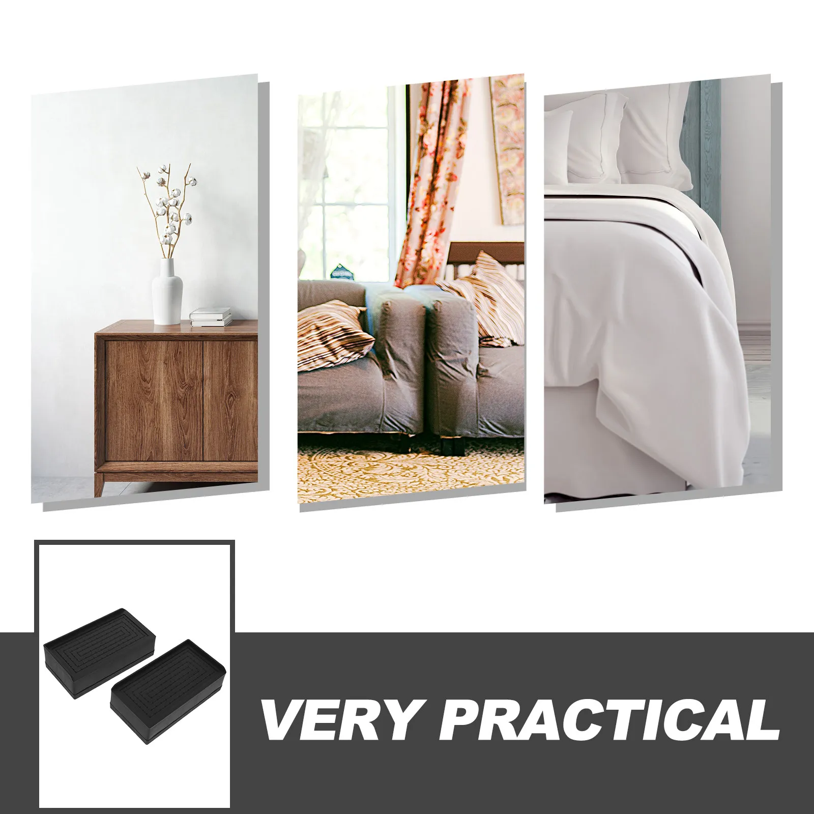4Pcs Furniture Riser Heavy Duty Adjustable Bed Couch Desk Sofa Table Height Extenders Non Slip Blocks Support Storage Organizer