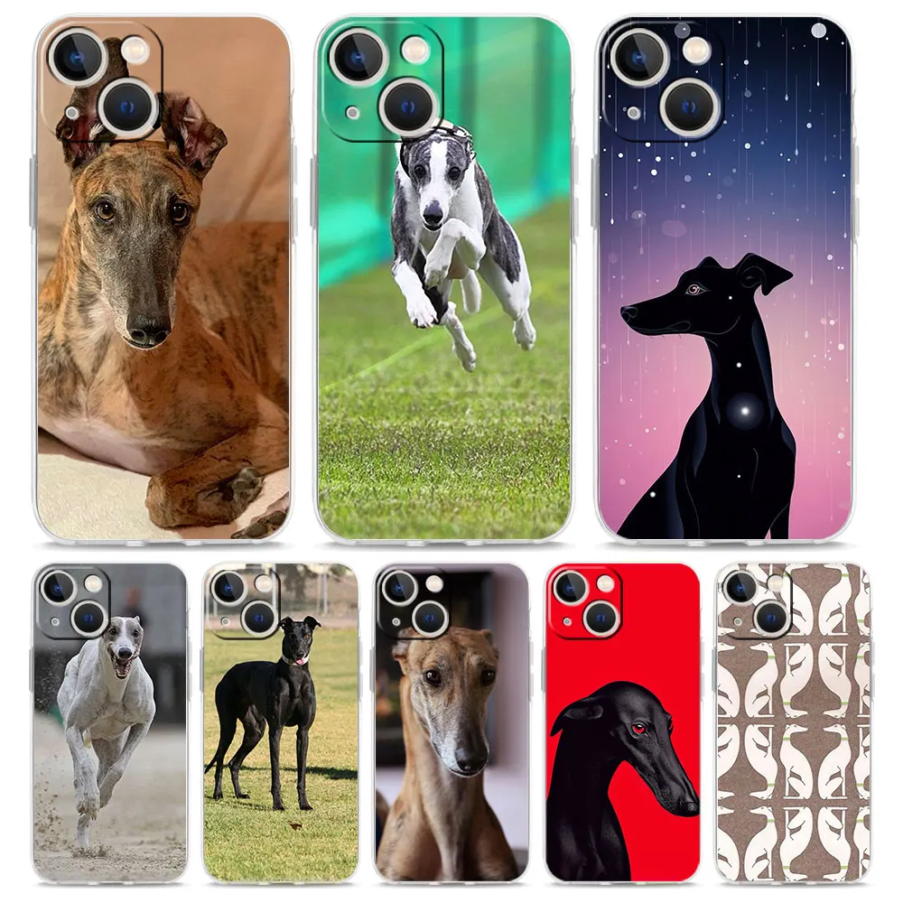 Funda para iPhone 17 Air, iPhone 16, 15, 12, 13, 14 Pro Max, SE, 7, 8 Plus, iPhone 11, Transparente, Suave, con Diseño de Galgo