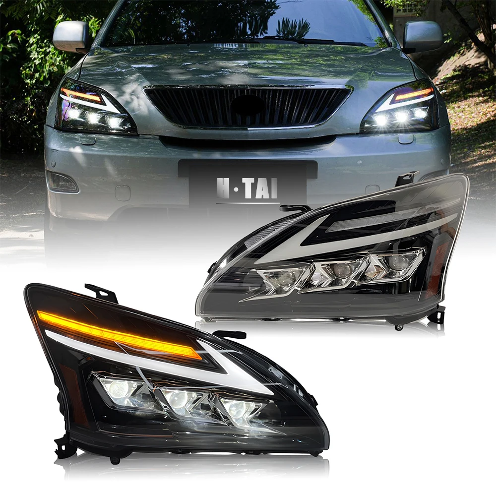 

Пара фар в сборе для Lexus RX330 RX350 RX400h 2003-2008, светодиодные фары дальнего света, ближнего света, дневные ходовые огни