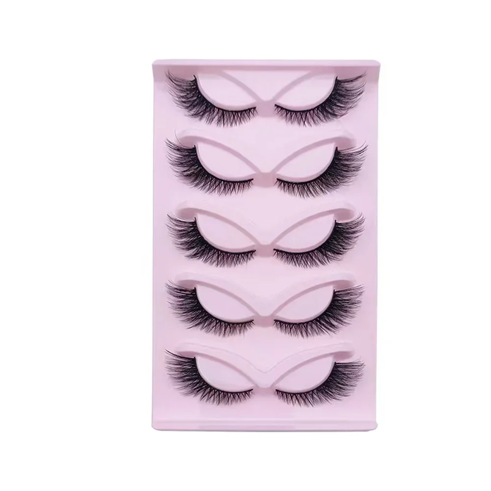 5 Pairs Fox Eye Lashes Winged End Eye Elongated Eyelashes Clear Band Natural Look Lashes Eyelash Extension Manga Lashes