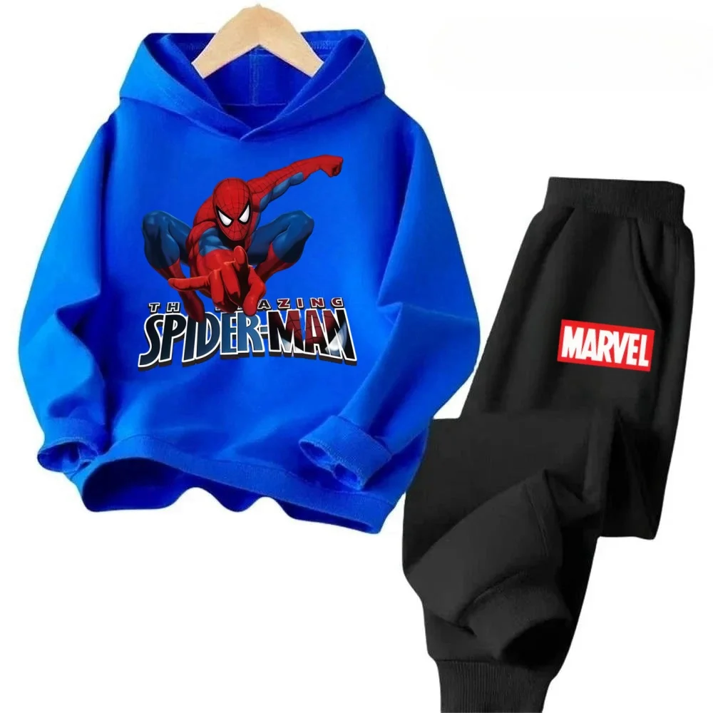 

Spiderman Boys 2PCS Hoodie Set Marvel Print Long Sleeve Tops Pants Casual Fashion Comfortable Warm Kids Outfit Suit