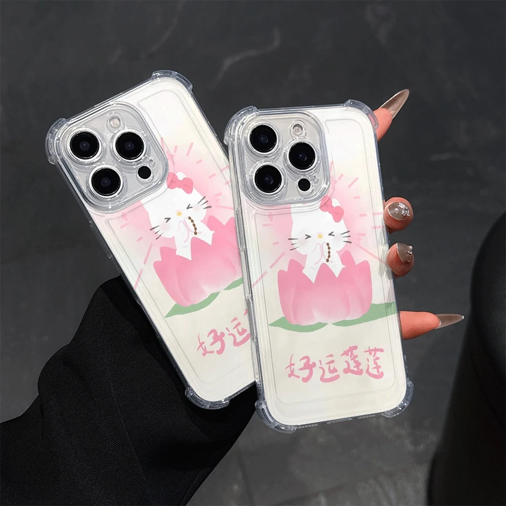 헬로키티 고양이 모바일 폰 케이스 (아이폰16 프로 맥스, 아이폰 16/15/14/13/12/11/x/xs/xs 맥스 여성용 소프트 폰 케이스, 산리오 KT)