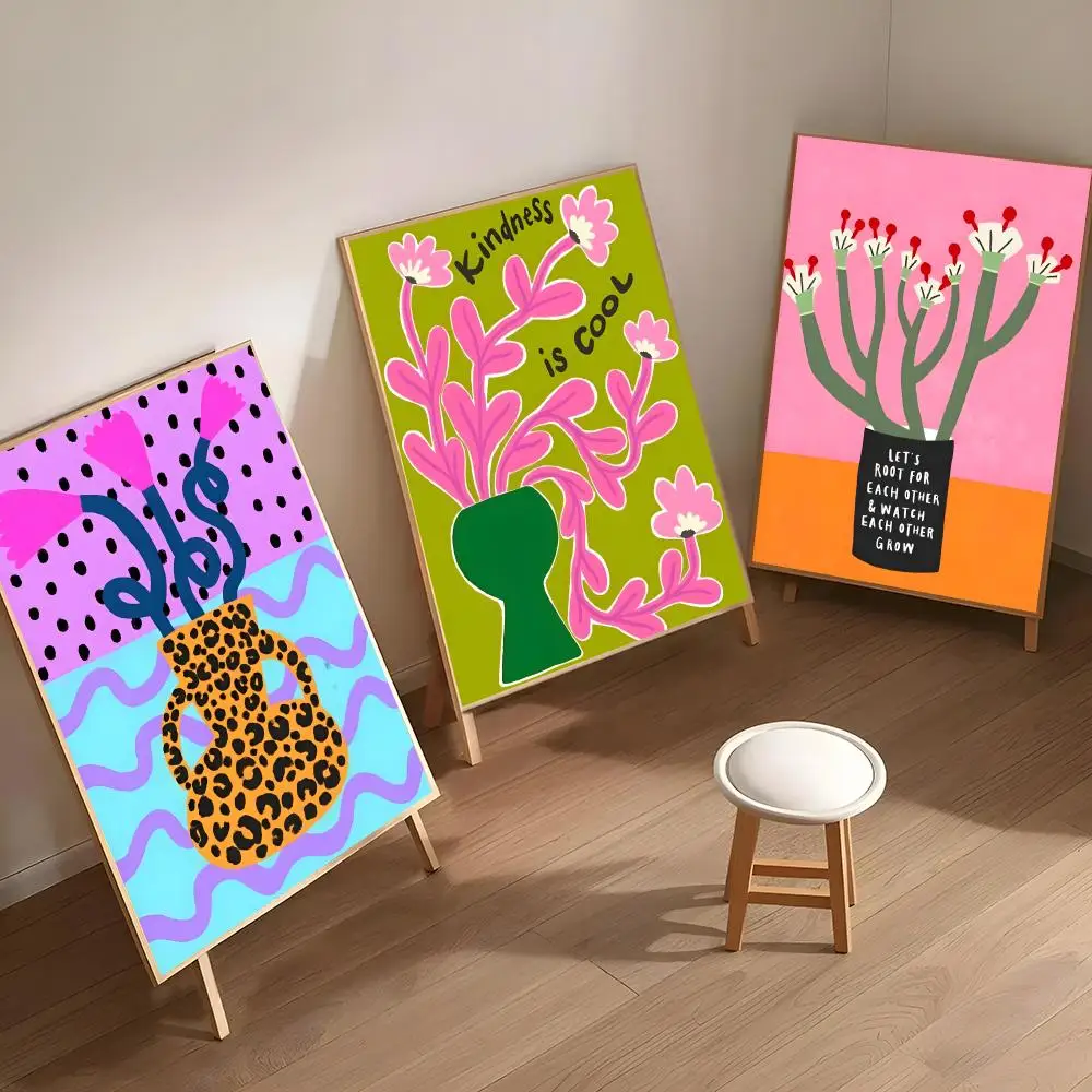 โปสเตอร์ลายดอกไม้สีชมพู แจกัน ต้นไม้ น่ารัก ติดตั้งง่าย แบบมีกาวในตัว ตกแต่งผนังแบบ HD กันน้ำ ทนต่อการฉีกขาด เหมาะสำหรับตกแต่งบ้านและห้องนอน