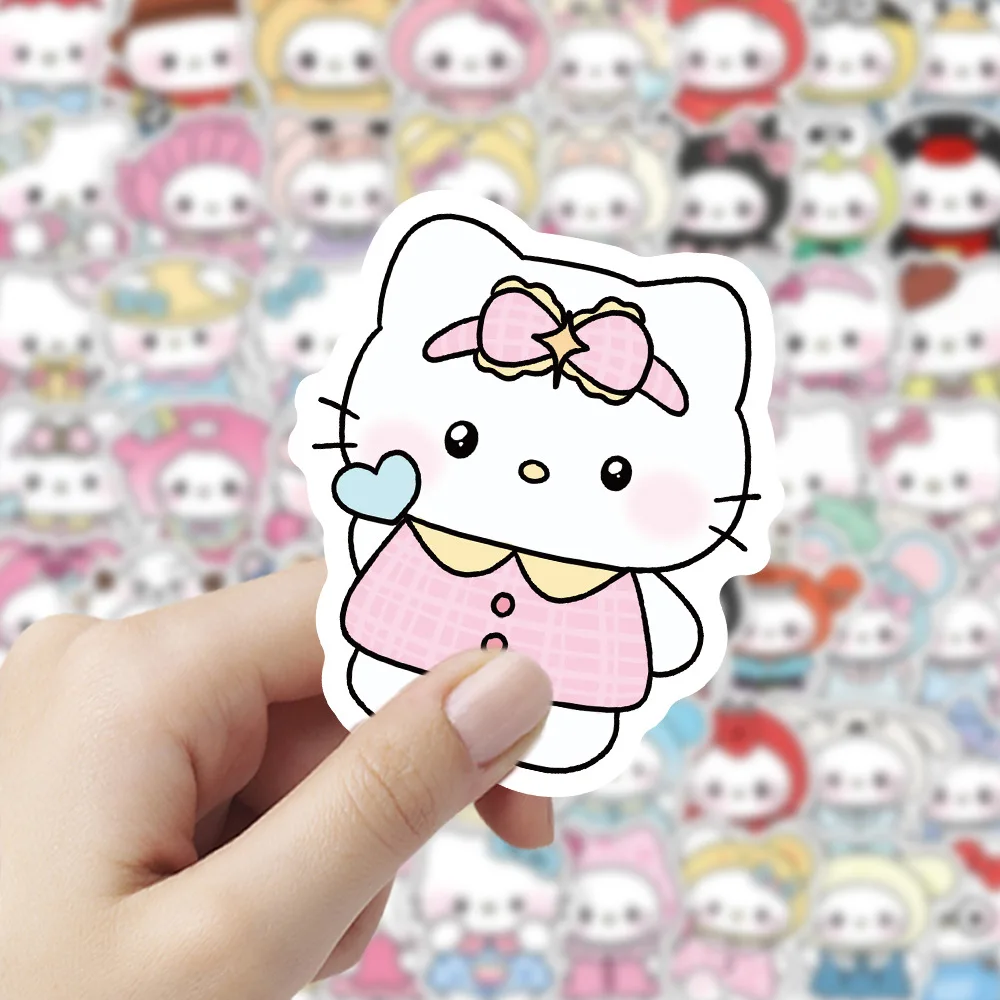 10/30/50/100PCS Cute Sanrio Hello Kitty Cartoon Funny Graffiti Sticker for Laptop Luggage Guitar Waterproof Decal Kids Toy