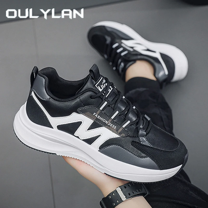 

Oulylan Men Classic Antiskid Lace Up Runshoes 2025 Fashion Student Breathable Sneakers Soft Soled Color Blocking Casual Footwear
