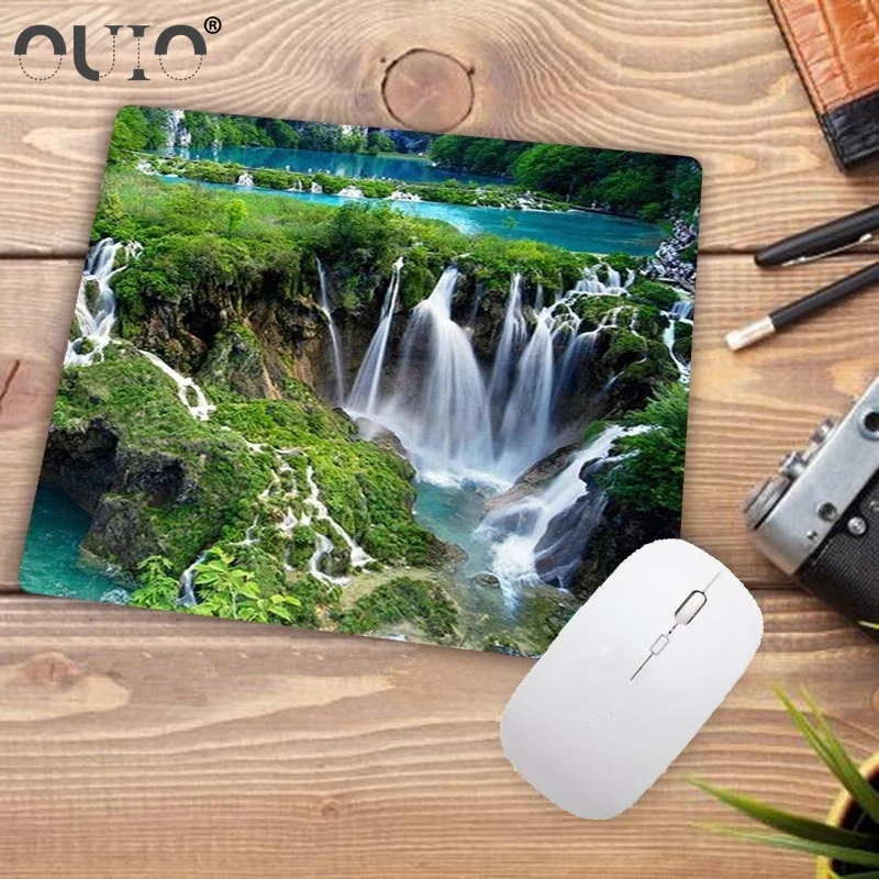 OUIO Beach Waterfall Game Speed Rubber Mouse Pad Laptop Mouse Pad for DOTA 2 LOL CSGO Play Gamers 18X22CM Keyboard Pad Mini