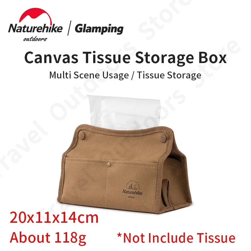 Naturehike Outdoor Oil-Proof Tissue Box 118g Ultralight 12 Canvas Wax Coating Waterproof Camping Household Tissue Storage Bag