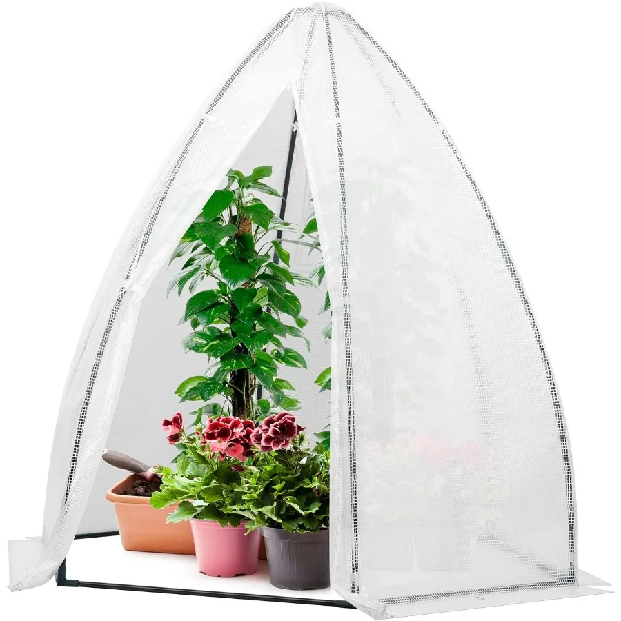

VIVOSUN Portable Mini Greenhouse 72x63x63-Inch Tent-Style Greenhouse PE Cover with Roll-up Zipper Door and Window for Indoor Ou
