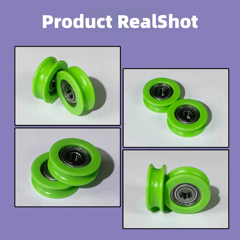 8 Stück U-Nut-Nylon-Führungsrollen, H-Nut-Rollen mit Wälzlager 5x21x7mm, für Antriebsmaschinen, Türen und Fenster – Detail 7