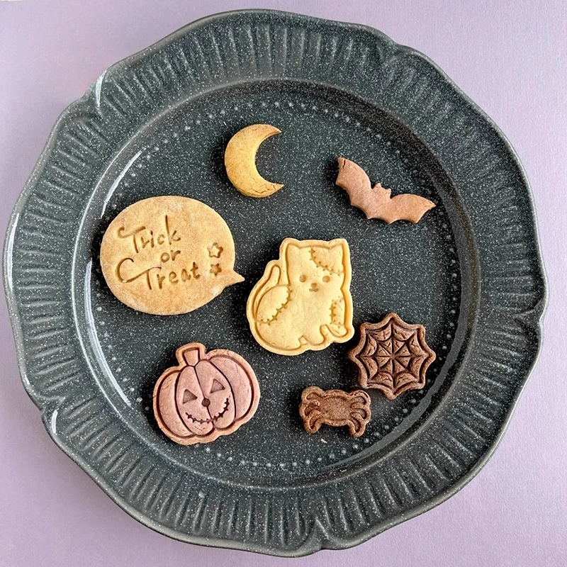 Pumpkin Halloween Cookies Cutters Ghost Spider Bat Candy Biscuit Mold Fondant Embosser Stamp Halloween Party Cake Decor Tools