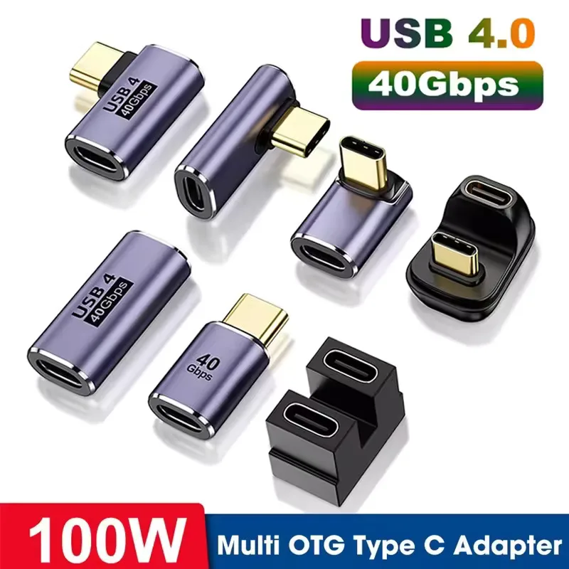 USB 4.0 PD 240W 8K 60Hz Charger for MacBook 40Gbps USB-C OTG Adapter Straight/Angle Male to Female Connector Extender