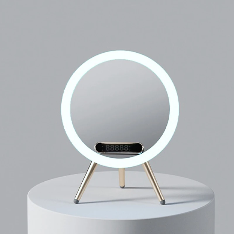 Magic Mirror Wireless Bluetooth Audio Speaker Desktop Fill Light Makeup Mirror AI Voice Control Desktop Speaker