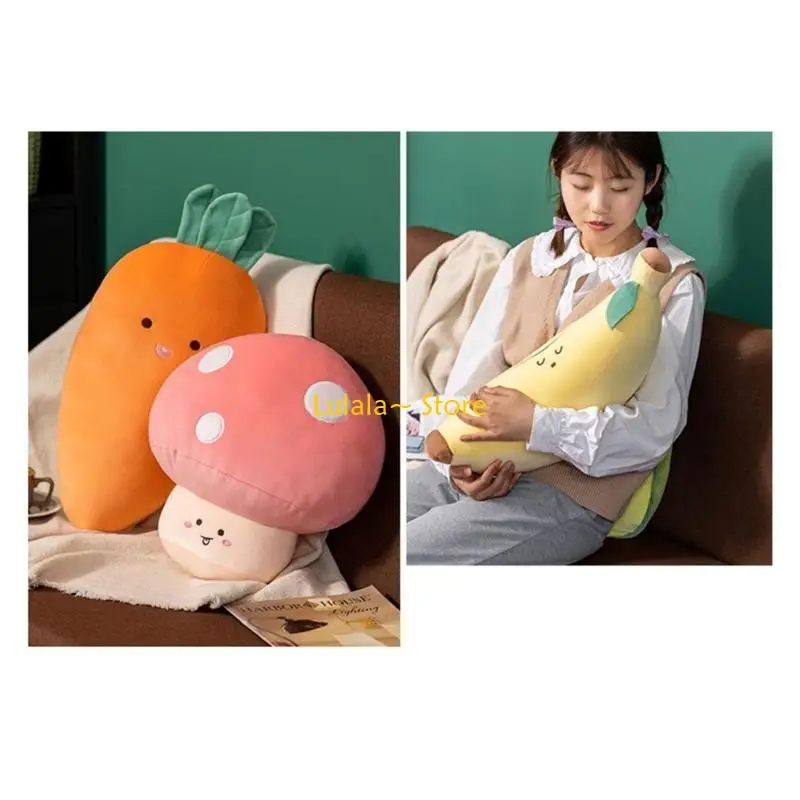 Y4QA Sweet Plush Stuffed Banana/Avocado/Carrot/Mushroom Doll Infant Appease Doll