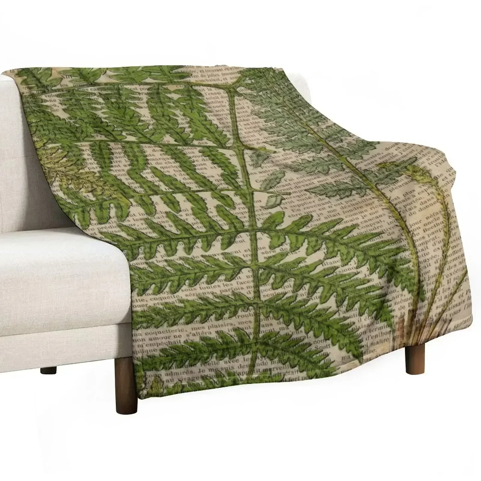 

vintage foliage hipster botanical print fern leaves Throw Blanket Plush Luxury St Blankets