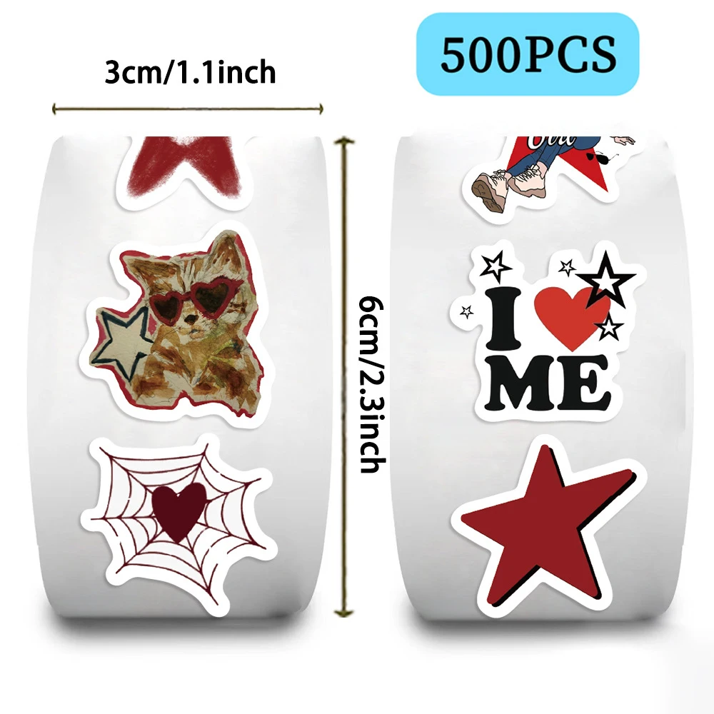 500pcs/roll Cool Downtown Y2K Girls Stickers Aesthetic Motorcycle Phone Car Skateboard Laptop Waterproof Sticker Decal Kids Toy