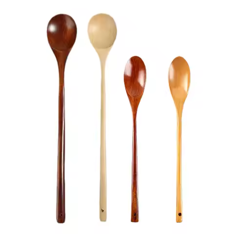 Natural Wooden Long Handle Spoon Simple Design Cooking Stirring Spoon With Long Handle Easy To Care For And Clean Kitchen Utensi