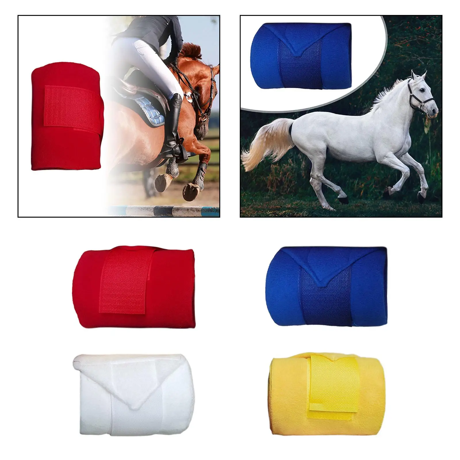 4Pcs Horse Leg Wraps Equine Wraps Soft Fleece Bandages Thick Leg Guards Leg Protection Wraps for Training Race Riding