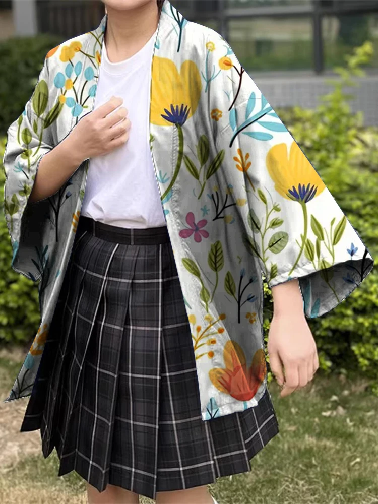 Casual Japanese Kimono Japanese Traditional Costume Holiday Casual Print Loose Comfort High-end Cardigan Large Size Half Sleeve