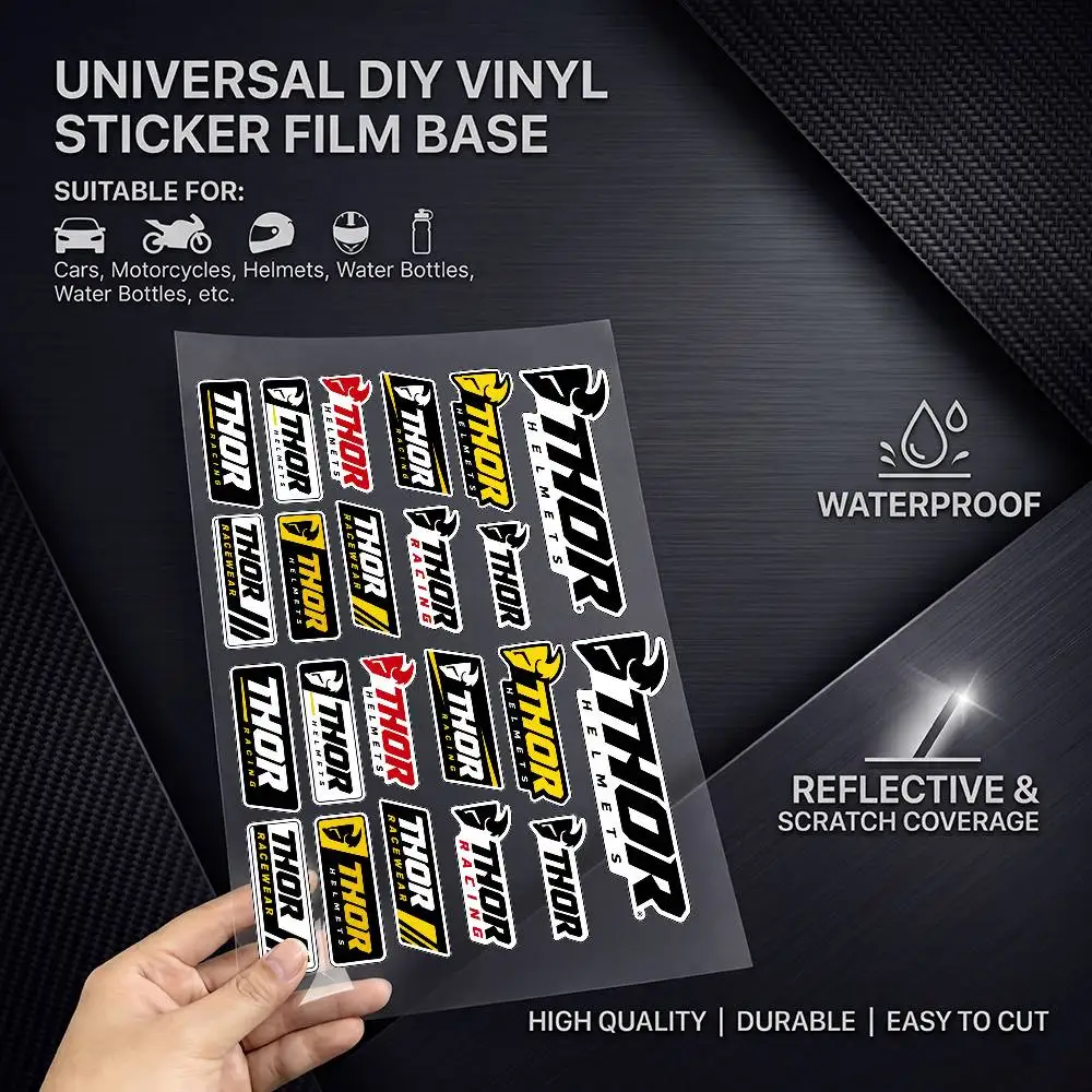 T-hor Waterproof Vinyl Fashion Universal Scratch Resist Reflective Waterproof Stickers Auto Motorcycle Helmet Mug Refrigerator