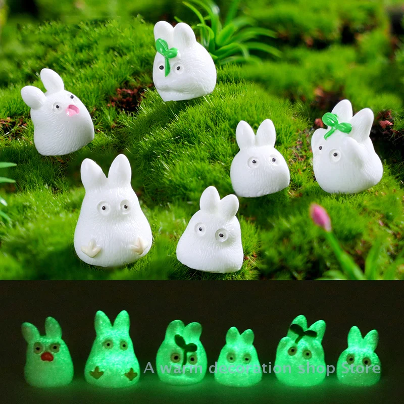 1PC Resin Luminous Animal Pendnat For Earring Keychain DIY Crafts Glow-In-The-Dark Growth Fat Rabbit Doll Cute Jewelry Making